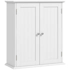 HOMCOM Medicine Cabinet with Adjustable Shelf and 2 Doors - White-Wall-mounted design saves valuable floor space in any room