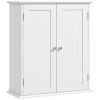 HOMCOM Medicine Cabinet with Adjustable Shelf and 2 Doors - White-Wall-mounted design saves valuable floor space in any room