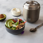 Minimal V2 Stainless Steel Double Wall Vacuum Insulated Food Jar, 500ml, Gunmetal-The compact slim body fits in most cup holders and side pockets on your back packs