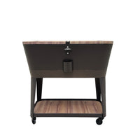 Permasteel 80 Quart Tapered Patio Cooler - Wood Grain/Brown Trim-Powder Coated Steel Construction