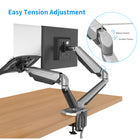ShoppingAll 2-in-1 Adjustable Dual Gas Spring Arm Laptop & Monitor Desk Mount Stand - Silver-This fully adjustable desk mount can be fixed by a C-clamp or grommet installation on any working surface