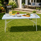 Homy Casa 6 ft Portable Folding Table Indoor & Outdoor for Camping - White-The white tabletop gives a clean, simple look