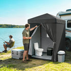 Outsunny 5 ft W x 5 ft L Compact Pop Up Canopy Tent - UPF50+ Portable Privacy Canopy - Black-Pop-up design for fast, solo setup