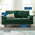 Modway Valour Performance Velvet Loveseat - Green-Innerspring Pocket Structure