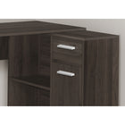 Monarch Specialties 7349 46" Computer Desk - Brown Oak/Storage Cabinet-Desktop is divided into 2 segments: a main worksurface and a smaller, slightly lower surface on top of the storage unit