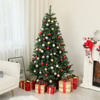 HOMCOM 6' Artificial Christmas Tree with Auto Open - Steel Base - Green-Flame retardant branches are unlikely to catch fire or cause serious household damage 