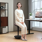 Vinsetto Swivel Standing Backless Wobble Stool Chair - Brown-Colour: Brown