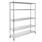 Seville Classics 5-Tier Steel Wire Shelving Rack - 60" L x 24" W x 72" H - Chrome-Industrial-strength steel wire construction for multipurpose storage