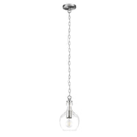 Hudson&Canal Verona 7" Wide Pendant with Glass Shade - Brushed Nickel/Clear-Mid-century modern design for your entryway, foyer, or kitchen