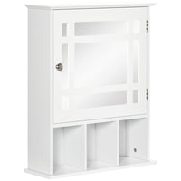 Kleankin Wall Mount Bathroom Mirror Cabinet with Three Shelves - White-Wall-mounted design takes up little space