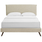 Modway Amaris Fabric Queen Platform Bed with Round Splayed Legs - Beige-Mounts in Four Locations