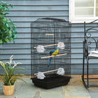 PawHut 36" H Bird Cage with 2 Doors and 4 Feeders - Black-Two large doors and two smaller doors for convenient access to the interior 