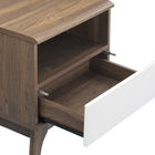 Modway Envision Nightstand - Walnut White-Cable Management Hole