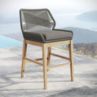 Modway Wellspring Outdoor Patio Teak and Rope Counter Stool - Gray Graphite-Aluminum Seat Frame