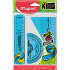 Maped 'Twist n Flex' 3-Piece Drafting Set - Assorted Colours-15 cm ruler