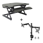 Rocelco 46" Adjustable Sit/Stand Corner Desk Riser with Dual Monitor Mount - Black -No assembly required for the CADR