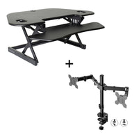 Rocelco 46" Adjustable Sit/Stand Corner Desk Riser with Dual Monitor Mount - Black -No assembly required for the CADR