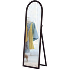 HOMCOM Arched Full Body Mirror - 21" W x 64" H - Brown Wood Grain-Elegant three-layer arched frame with a unique brown wood grain design 