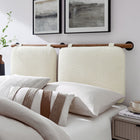 Modway Anela Wall-Mounted Chenille Upholstered Full Headboard - Cream Walnut-Velcro Straps