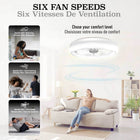 Bell+Howell CannonX Low Profile 14" Ceiling Fan with Lights and Remote - White-6 adjustable fan speeds deliver up to 404 CFM of airflow, from a soft relaxing breeze to powerful full room circulation