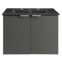 Modway Maybelle 24" Wall-Mount Bathroom Vanity - Grey/Black-Modern Bathroom Vanity