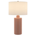 Hudson&Canal Selina 25" Tall Ceramic Table Lamp with Fabric Shade - Dusty Pink/White-Paired with a white drum fabric shade