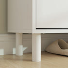 HOMCOM Narrow Shoe Storage Cabinet with Adjustable Shelves - White-Solid wood legs ensure support