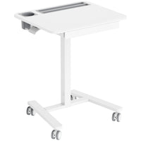 ShoppingAll Airlift Pneumatic Height Adjustable Sit-Stand Mobile Computer Cart - White-Single piece wooden desktop measures 71 cm x 50 cm / 28” x 19.7”, ideal size to fit almost any size monitor, laptop, or tablet, with keyboards