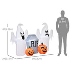 HOMCOM 4' Inflatable Ghosts with Tombstone and Pumpkin Halloween Decoration-The air can be drained for easy storage 