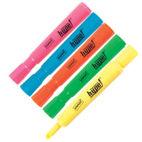 Staples Tank-Style Highlighters - Chisel Tip - Assorted Colours - 5 Pack-Chisel tip offers both fine and broad highlighting