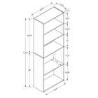 Monarch Specialties 7469 72"H Bookcase - Grey With 5 Shelves-12 lbs evenly distributed
