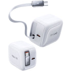 Torras YOGA Retractable 67 W Fast Charger - White-Compact Design with Foldable Plug for On-the-Go Convenience