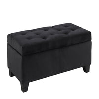 Brassex Landon Tufted Storage Ottoman - Black-Generously padded top