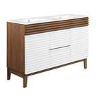 Modway Render 48" Double Sink Bathroom Vanity - White/Walnut/White-Fixtures Not Included