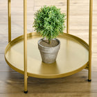 HOMCOM 2-Tier Gold End Table - Gold-Frame can be folded for saving space