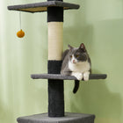 PawHut 90.5" - 108" Floor-To-Ceiling Cat Tree - Dark Grey-Top post, stable base and anti-tipping kit ensure safety 