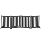 PawHut 4 Panel Foldable Dog Gate with Door - Black-Made of MDF, robust gate 