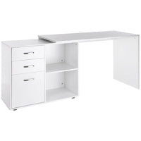 HOMCOM 46" L-Shaped Desk with Drawers - White-2 shape design, space-saving L-shaped or straight, offers plenty of surface space (When you want to change shape, you need to use tools)