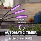 Bell+Howell Growburst Indoor Plant Growing Lamp-Specifications: 3 panels, each with 15” flexible gooseneck usb cord included on off button auto shutoff timer 3 6 or 9 hours no batteries needed