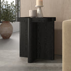 Hudson&Canal Laguna 20" Wide Square Side Table - Black Grain-Rounded corners on a rectangular tabletop with rounded eges on the cross pedestal base