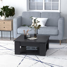 HOMCOM 2 Tier Modern Coffee Table with Shelf - Black-E1 grade particle wood provides a beautiful, easy to clean surface