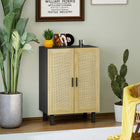 HOMCOM Boho 28.7" L Sideboard - Black-Suitable for kitchen, living room or entryway