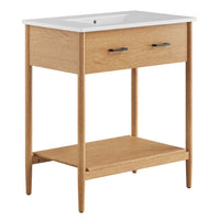 Modway Zaire 30" Bathroom Vanity - Natural/White-MDF and Rubberwood