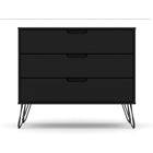 Manhattan Comfort Rockefeller 35.24" Mid-Century Modern 3-Drawer Dresser 2-Piece Set - Black-Option to Fit up to a 32" TV Stand, with a 11 Lb. Shelf Capacity Per Shelf.