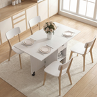 HOMCOM Drop Leaf Folding Dining Table with Drawer & Storage Shelves for 4-6 - White-Large tabletop provide enough space for up to four people