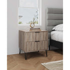 Manhattan Comfort DUMBO 20.07" Modern 2-Drawer Nightstand - Rustic Grey-Includes 2 Full Extension Drawers Designed in Vertical Textured Ribbed Lines