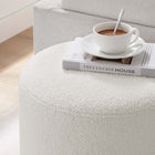 Modway Tilden 16" Round Sherpa Upholstered Ottoman - Ivory/Natural-Arrives Fully Assembled
