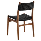 Modway Wynn Rope and Wood Dining Side Chairs - Walnut/Black - 2 Pack-8