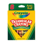 Crayola Anti-Roll Triangular Crayons - Assorted Colours - 8 Pack-The unique triangle shape of these crayons helps guide little fingers into the tripod position for more purposeful and controlled drawing