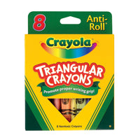 Crayola Anti-Roll Triangular Crayons - Assorted Colours - 8 Pack-The unique triangle shape of these crayons helps guide little fingers into the tripod position for more purposeful and controlled drawing